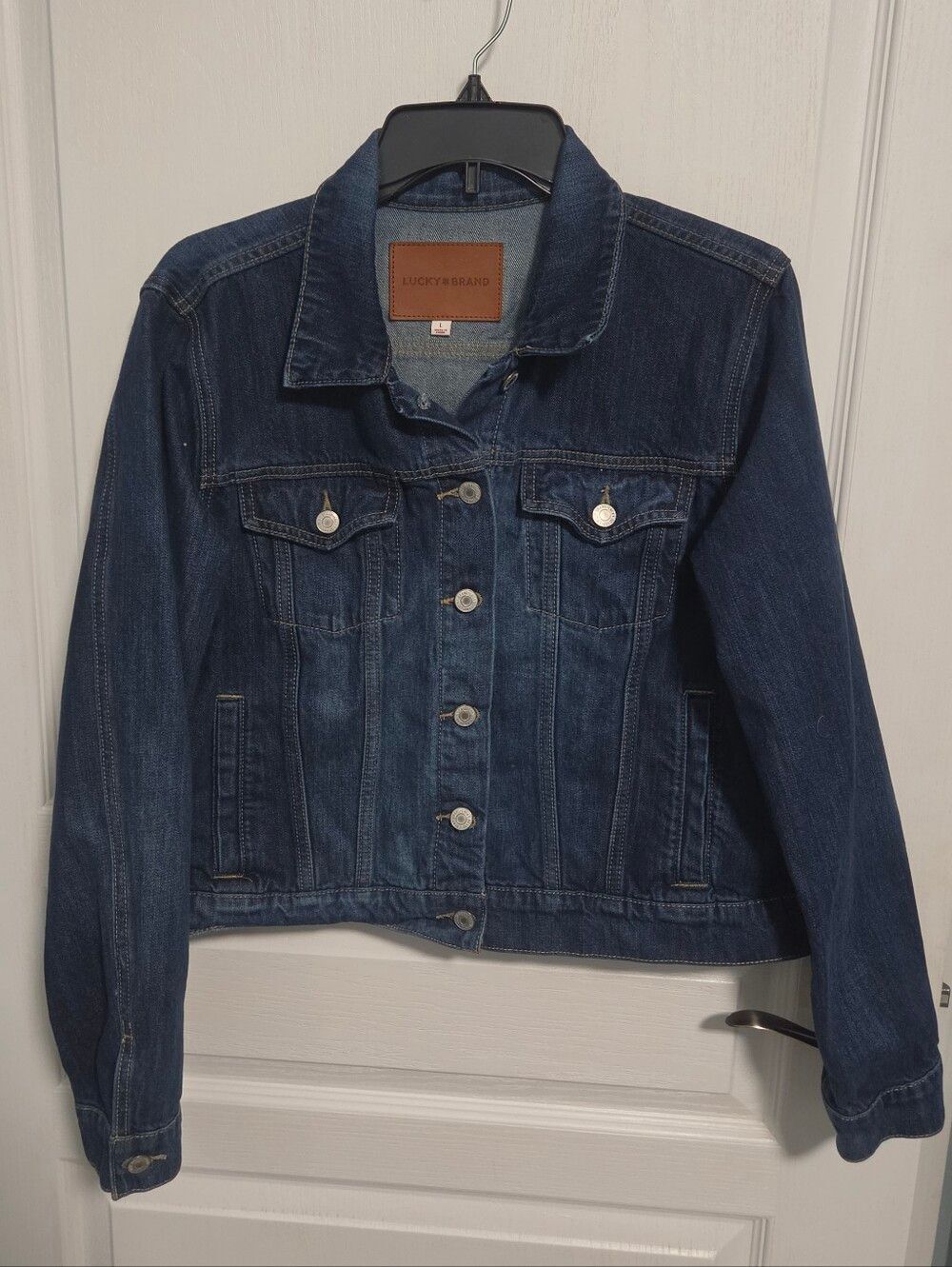 Lucky Brand Jean Jacket Denim Trucker Cropped Blue Womens Large